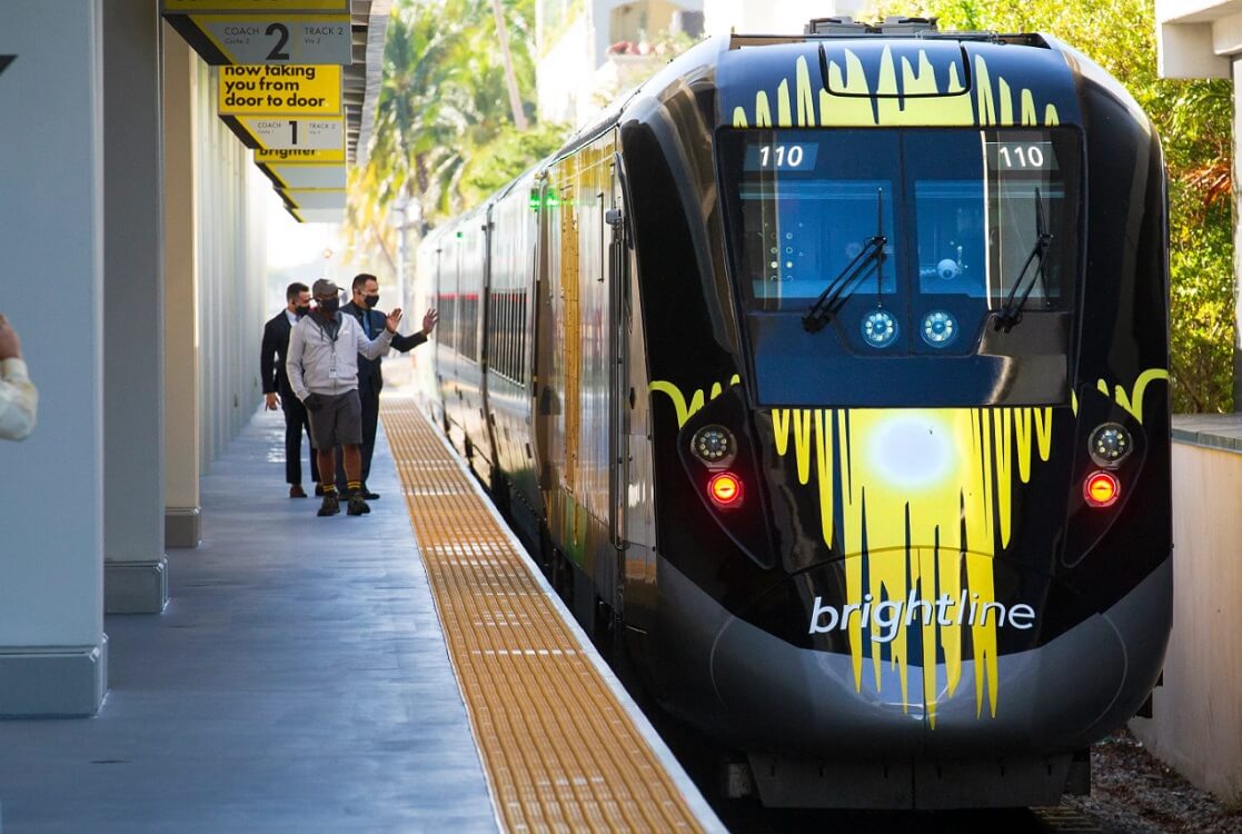 Brightline train Miami — high-speed passenger rail service that operates in Miami, Florida